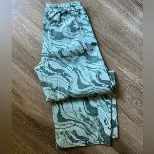 Green Watercolor Pull-On Barrel Pants by Pilcro